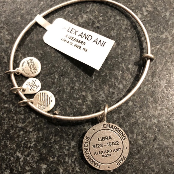 NWT Alex & Ani Libra Silver Charm Bangle Bracelet - Picture 2 of 2